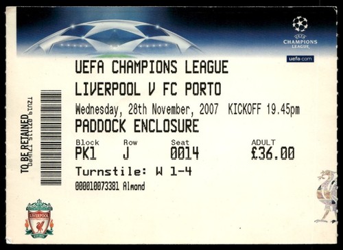 Biglietto liverpool 2007 - biglietto,