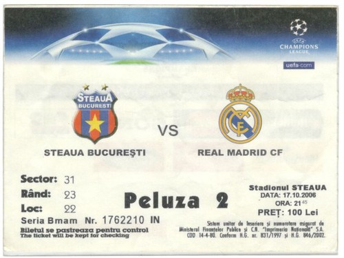 Biglietto steaua bucarest real - biglietto,