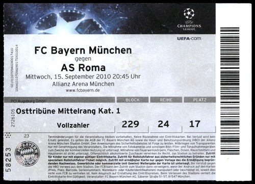 Biglietto 2010 bayern - fc,