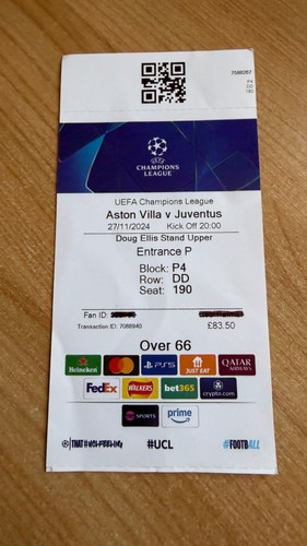 Biglietto 2024 aston villa - 2024/25,