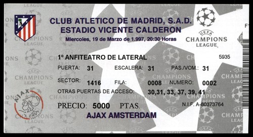 Biglietto 1997 atlético - 1997,