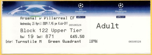 Biglietto arsenal villarreal - arsenal,