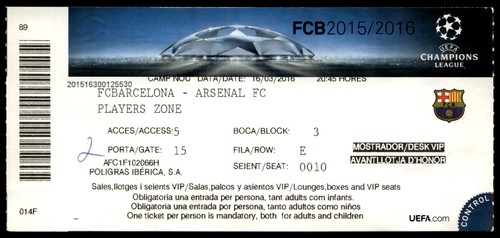 Biglietto 2016 barcelona vs - fc,