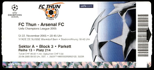 Biglietto 2005 thun - thun, vs