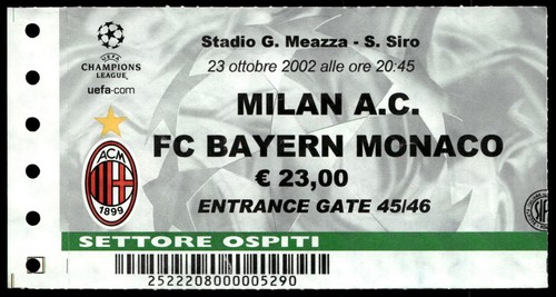 Biglietto 2002 milan vs - 2002, ac