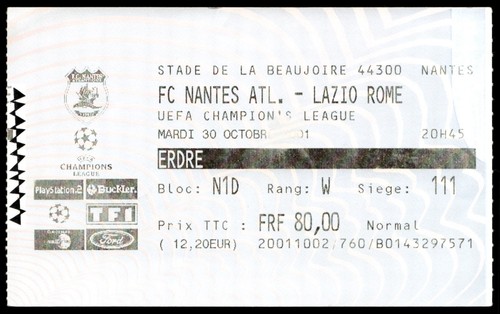 Biglietto 2001 nantes lazio - nantes,