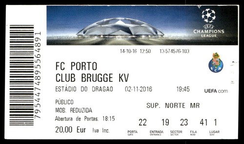 Biglietto 2016 porto club - biglietto, fc