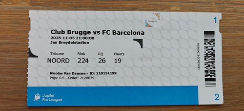 Biglietto 2025 club brugge - brugge, kv