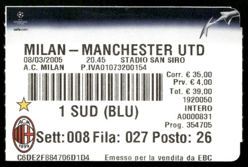 Biglietto 2005 milan vs - biglietto,