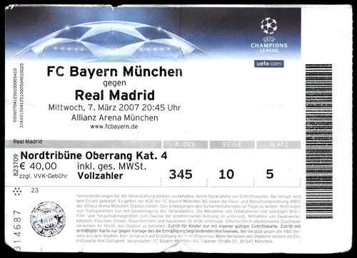 Biglietto 2007 bayern - biglietto,