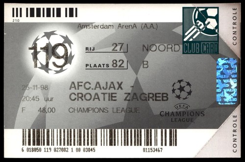 Biglietto 1998 ajax croazia - 1998,