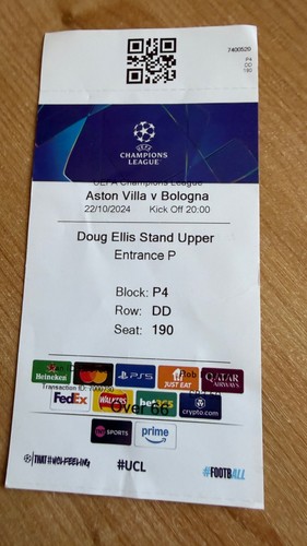 Biglietto 2024 aston villa - 2024/25,